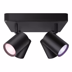 WiZ IMAGEO 4x adjustable spotlight Square Plate, Smart lighting spot, Black, LED, Metal, Non-changeable bulb(s), 2200 K