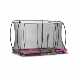 EXIT Silhouette ground trampoline 244x366cm with safety net - pink