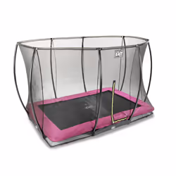 EXIT Silhouette ground trampoline 244x366cm with safety net - pink