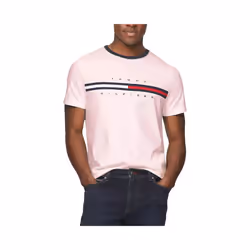 Tommy Hilfiger Mens T Shirts - Baby Pink, M