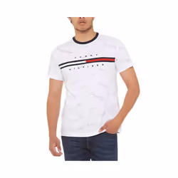 Tommy Hilfiger Mens T Shirt Signature Tee - White, L