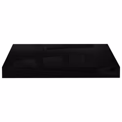 vidaXL Modern MDF Floating Wall Shelf with Metal Frame  High Gloss Black Finish  Invisible Mounting System  15.7""""x9.1""""x1.5"""" Size