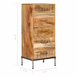 vidaXL Solid Mango Wood Chest of Drawers Home Storage Cabinet Organiser Unit - Additional view 7