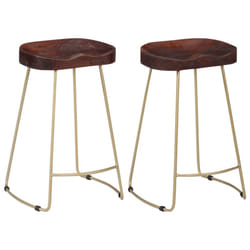 vidaXL 2x Solid Mango Wood Gavin Bar Stools 46x38x52cm Kitchen Dining Seat