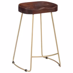 vidaXL 2x Solid Mango Wood Gavin Bar Stools 46x38x52cm Kitchen Dining Seat - Additional view 8