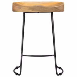 vidaXL 2x Solid Mango Wood Gavin Bar Stools 46x38x52cm Dining Room Chair Seat - Additional view 2