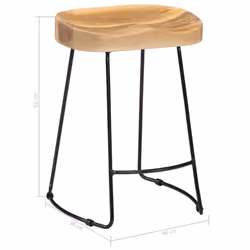 vidaXL 2x Solid Mango Wood Gavin Bar Stools 46x38x52cm Dining Room Chair Seat - Additional view 8