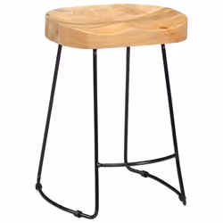 vidaXL 2x Solid Mango Wood Gavin Bar Stools 46x38x52cm Dining Room Chair Seat - Additional view 9