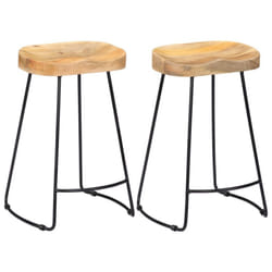 vidaXL 2x Solid Mango Wood Gavin Bar Stools 45x40x62cm Dining Room Chair Seat