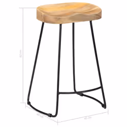 vidaXL 2x Solid Mango Wood Gavin Bar Stools 45x40x62cm Dining Room Chair Seat - Additional view 8