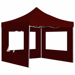 vidaXL Professional Folding Party Tent Walls Aluminium 3x3m Wine Red Canopy