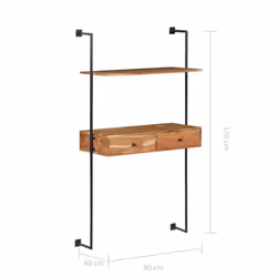 vidaXL Solid Acacia Wood Wall Desk Computer Writing Study Table Display Unit - Additional view 7