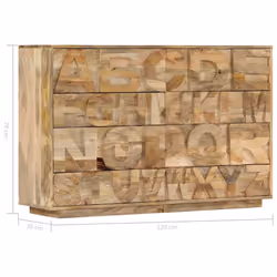 vidaXL Solid Mango Wood Alphabet Cabinet with 6 Drawers Durable Hifi Cabinet