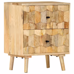 vidaXL Solid Mango Wood Bedside Cabinet 40x30x50cm Storage Organiser Stand