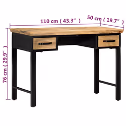 vidaXL Solid Mango Wood Writing Table Wooden Desk Study Computer Office Desk - Additional view 5
