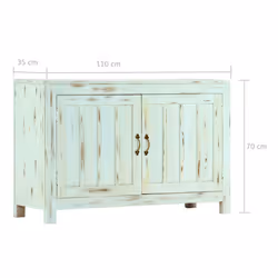 vidaXL Solid Mango Wood Sideboard 2 Doors Side Cabinet Highboard Cupboard - light blue - Additional view 7