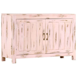 vidaXL Solid Mango Wood Sideboard 2 Doors Side Cabinet Highboard Cupboard - light pink