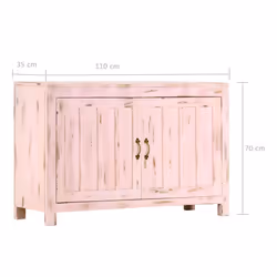 vidaXL Solid Mango Wood Sideboard 2 Doors Side Cabinet Highboard Cupboard - light pink - Additional view 7