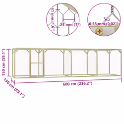 vidaXL Chicken Cage Outdoor Chicken Run Cage Chicken Coop Hen House Steel