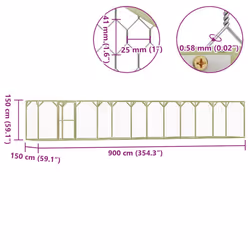 vidaXL Chicken Cage Outdoor Chicken Run Cage Chicken Coop Hen House Steel