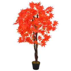 vidaXL Artificial Plant Maple Tree with Pot Red 120cm Realistic Fake Greenery