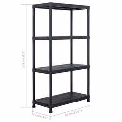 vidaXL 1/2/5x Storage Shelf Rack Black Plastic Display Organiser Multi Sizes - 60 x 30 x 138 cm/ 1 piece - Additional view 7