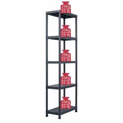 vidaXL 1/2/5x Storage Shelf Rack Black Plastic Display Organiser Multi Sizes - 60 x 30 x 180 cm/ 1 piece - Additional view 6