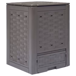 vidaXL Garden Composter Brown 300 L Plastic Rattan Fertiliser Container Bin