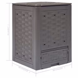 vidaXL Garden Composter Brown 300 L Plastic Rattan Fertiliser Container Bin