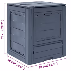 vidaXL Garden Composter Grey 260L Patio Fertiliser Container Waste Recycle Bin