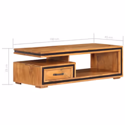 vidaXL Solid Wood Acacia Coffee Table 100x45x33 cm Wooden Couch Side Table - Additional view 3