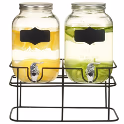 vidaXL 2x Beverage Dispensers with Durable Metal Stand 2x4L Glass Transparent