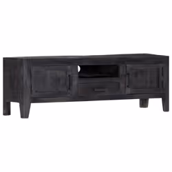 vidaXL Solid Mango Wood TV Cabinet Black Lowboard Stereo Cabinet Sideboard