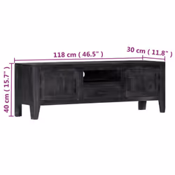 vidaXL Solid Mango Wood TV Cabinet Black Lowboard Stereo Cabinet Sideboard - Additional view 5