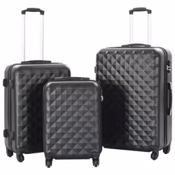 vidaXL 3 Piece Hardcase Trolley Set Black ABS Travel Luggage Bag Suitcase