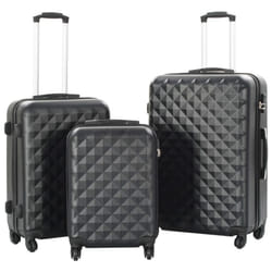 vidaXL 3 Piece Hardcase Trolley Set Black ABS Travel Luggage Bag Suitcase