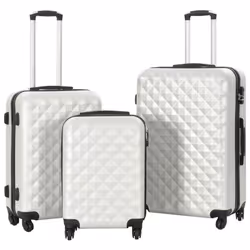 vidaXL 3 Piece Hardcase Trolley Set Bright Silver ABS Travel Luggage Suitcase