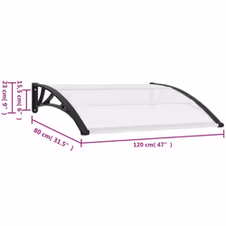 vidaXL Door Canopy Window Outdoor Awning Rain Shelter Black and Transparent PC - Additional view 5