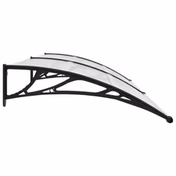 vidaXL Door Canopy Window Outdoor Awning Rain Shelter Black and Transparent PC - Additional view 2