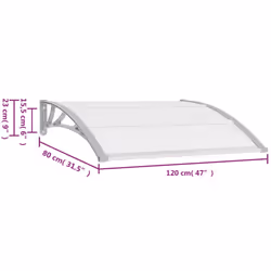 vidaXL Door Canopy Window Outdoor Awning Rain Shelter Grey and Transparent PC - Additional view 3