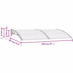 vidaXL Door Canopy Window Outdoor Awning Rain Shelter Grey and Transparent PC - Additional view 3
