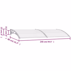 vidaXL Door Canopy Window Outdoor Awning Rain Shelter Grey and Transparent PC - Additional view 3