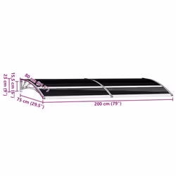 vidaXL Door Canopy Window Outdoor Awning Rain Shelter Roofing Cover Black PC - Additional view 3