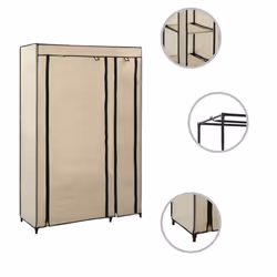 vidaXL 2x Folding Wardrobes Cream Fabric Clothes Storage Cabinet Organiser - Additional view 2