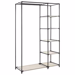 vidaXL 2x Folding Wardrobes Cream Fabric Clothes Storage Cabinet Organiser - Additional view 6