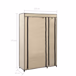vidaXL 2x Folding Wardrobes Cream Fabric Clothes Storage Cabinet Organiser - Additional view 7