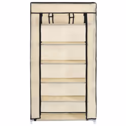 vidaXL Shoe Cabinet with Cover Cream Fabric Footwear Storage Rack Organiser - Additional view 4