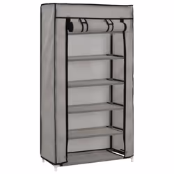 vidaXL Shoe Cabinet with Cover Grey Fabric Footwear Storage Rack Organiser