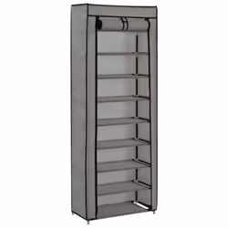 vidaXL Shoe Cabinet with Cover Grey Fabric Footwear Shelf Storage Organiser