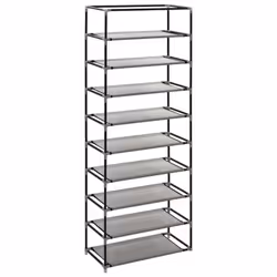 vidaXL Shoe Cabinet with Cover Grey Fabric Footwear Shelf Storage Organiser - Additional view 8